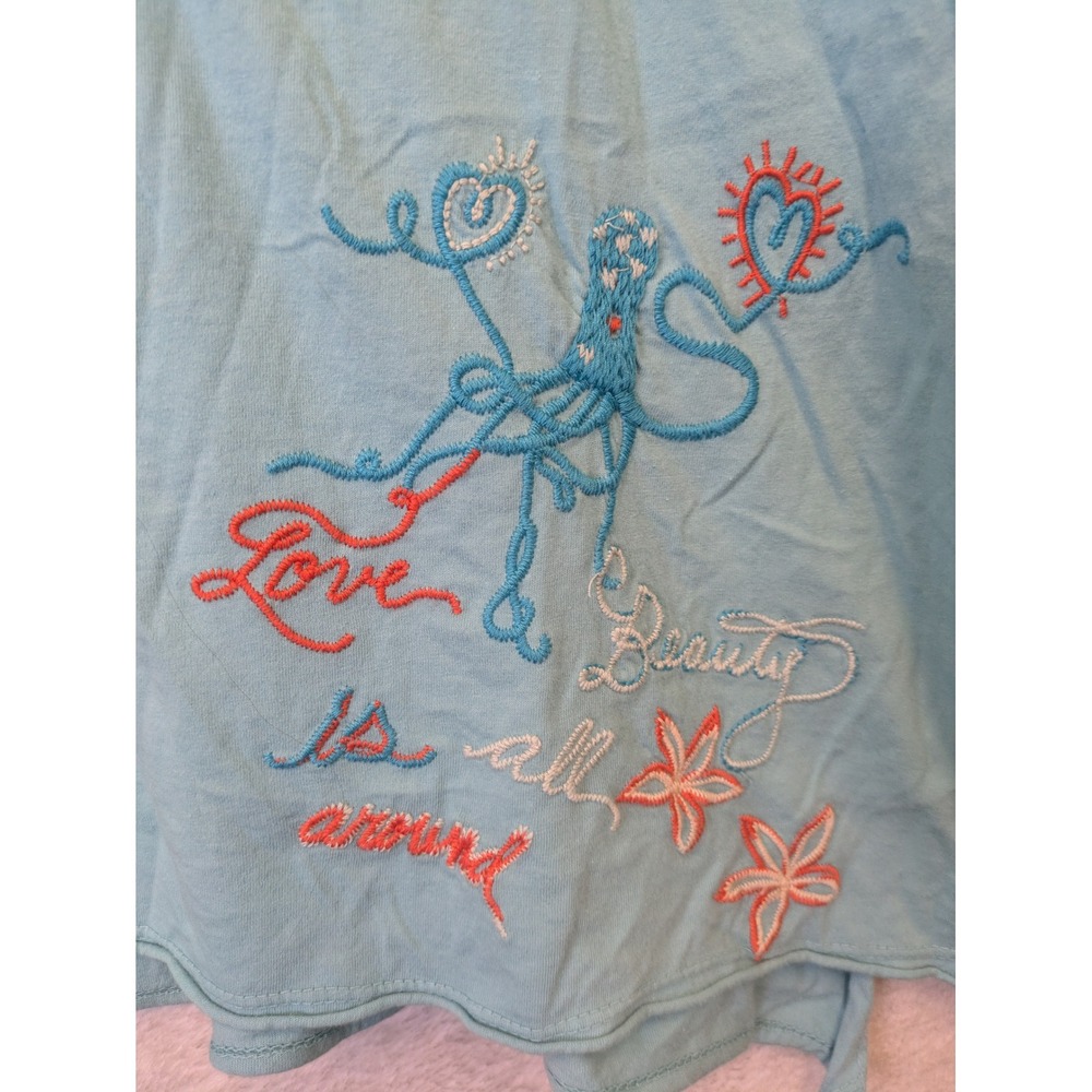 NEW Johnny Was Relaxed Drape Tee Women's XS Blue Embroidered Butterfly - Picture 8 of 13